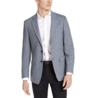 Calvin Klein Mens Slim-fit Wool Sport Coat (White/Blue, 40 T)