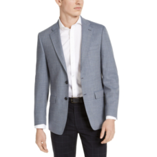 Calvin Klein Mens Slim-fit Wool Sport Coat (White/Blue, 40 T)