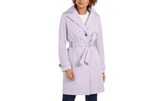  Plus Size Waterproof Trench Coat Lavender 1X