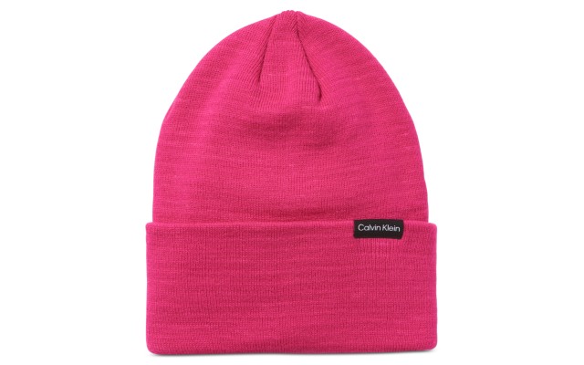  Women’s Foldover-Cuff Double-Layered Beanie – Cerise