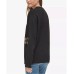  Women’s Intarsia Logo Oversized Crewneck Sweater, Black, X-Small