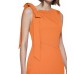  Womens Petite Bow Sheath Dress, Orange, 6P