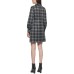  Womens Petite Plaid Ponte Mock-Neck Dress, Dark Gray/8P