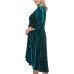  Womens Plus Size Velvet A-Line Midi Dress, Aqua/22W