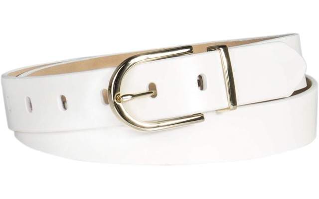  Women’s Rounded Buckle Trouser Pant Dress Belt, Bone, X-Large