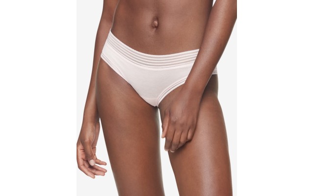  Womens Striped Waist Hipster Panty, Pink, Medium