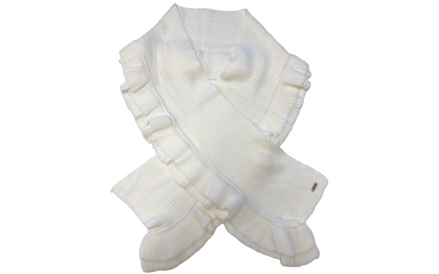  Womens Tiered Ruffle Scarf, Cream