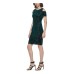  Womens Velvet Cold-Shoulder Sheath Dress, Malachite, 6