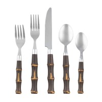 Cambridge Silversmiths Bamboo 20-Piece Flatware Set, Service for 4, Khaki