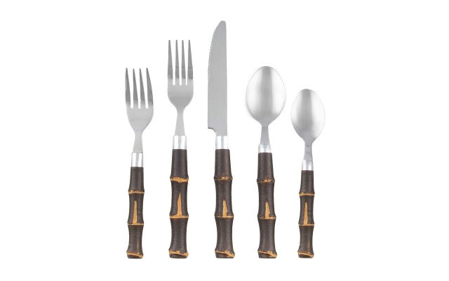  Bamboo 20-Piece Flatware Set, Service for 4, Khaki
