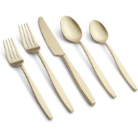 Cambridge Silversmiths Nylah PVD Champagne Satin 18/0 20-Piece Flatware Set