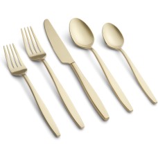 Cambridge Silversmiths Nylah PVD Champagne Satin 18/0 20-Piece Flatware Set
