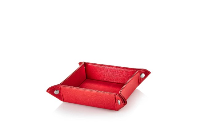  Pebbled Leather Button Collector Box, Red