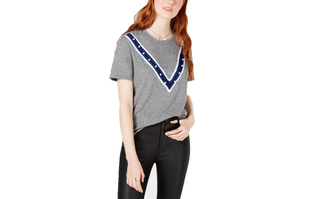 Embellished T-Shirt (Light/Pastel Gray, M)