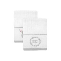Caro Home Chateau Royal Noel Hand Towel Set, White/Silver