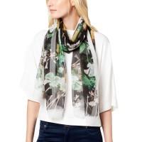 Cejon Summer Clover Oversized Chiffon Scarf (Black)