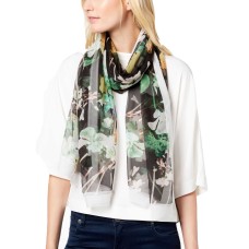 Cejon Summer Clover Oversized Chiffon Scarf (Black)