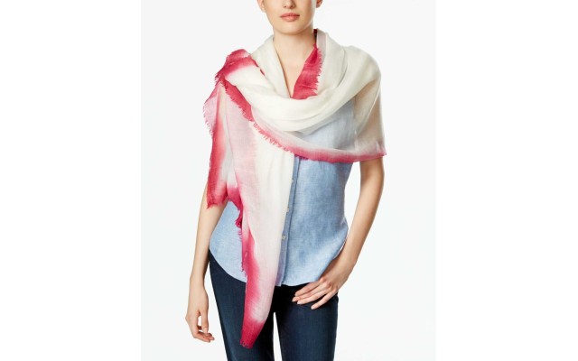  Women’s Ombre Edge Solid Day Wrap Scarves, Fuchsia
