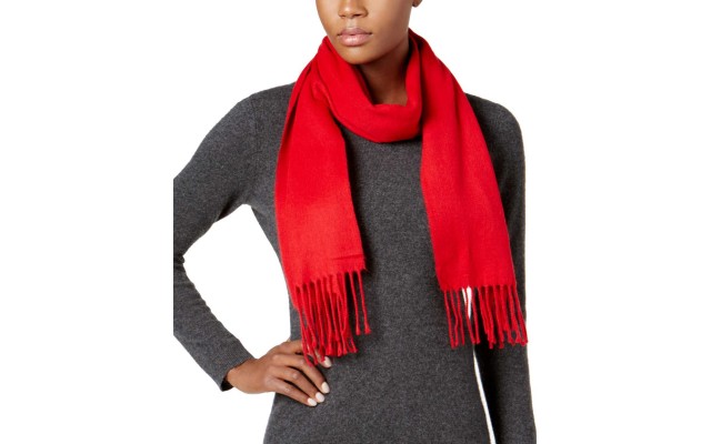  Women’s Solid Woven Scarf (Red)