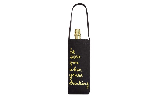  Black ‘He Sees You When You’re Drinking’ Fabric Wine Bag