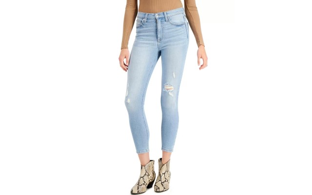  Juniors’ High Rise Skinny Ankle Jeans,Light Blue