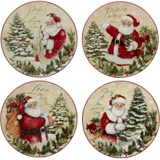 Certified International Holiday Wishes 9″ Salad/Dessert Plate, Set of 4 Assorted Designs, Mulicolored