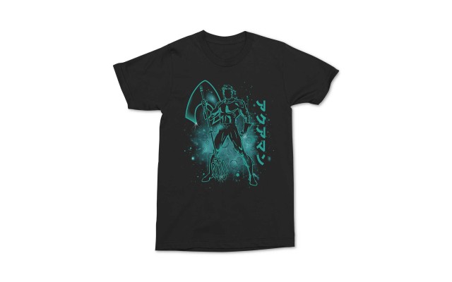  Men’s Aquaman Burst Kanji Graphic T-Shirt (Black, XXL)