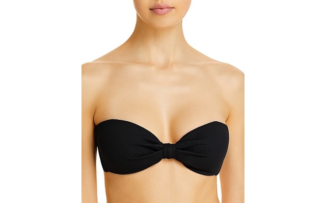 Charlie Holiday Hula Bandeau Bikini Top, Black, XS