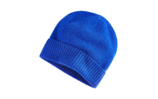  100% Cashmere Cuffed Beanie, Bright Blue