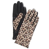 Charter Club Cashmere Lined Leather Tech Gloves, Leopard, Small
