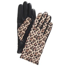 Charter Club Cashmere Lined Leather Tech Gloves, Leopard, Small