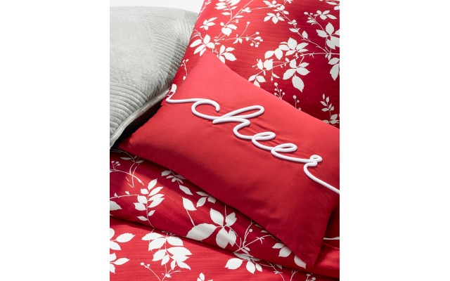  Damask Designs Word Decorative Pillow, 12″ x 18″, Red