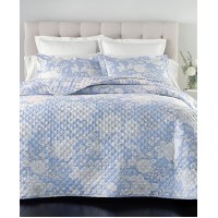 Charter Club Damask Quilted Printed Cotton Euro Sham, Blue, 26x26