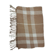 Charter Club Exploded Plaid Blanket Wrap, Camel