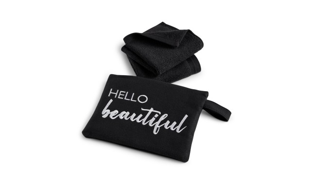  Make Up Hello Beautiful Towel Gift Set, Black, 2 Piece