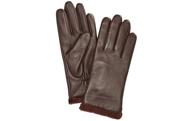  Micro Faux Fur Lined Leather Tech Gloves, Java, X-Small