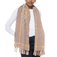 Charter Club Patterned Wrap Scarf, Beige/Brown, 64” x 13”