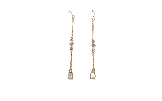 , Rose Gold Crystal Linear Drop Earrings (Pink)