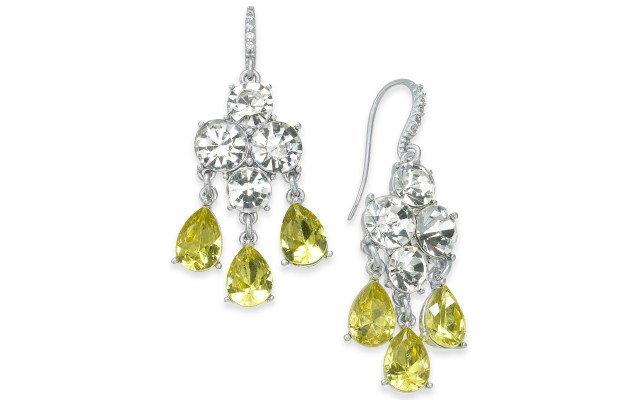  Silver-Tone Crystal & Stone Chandelier Earrings