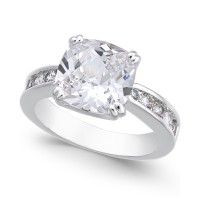 Charter Club Silver-Tone Square Crystal Band Ring (Silver, 5)
