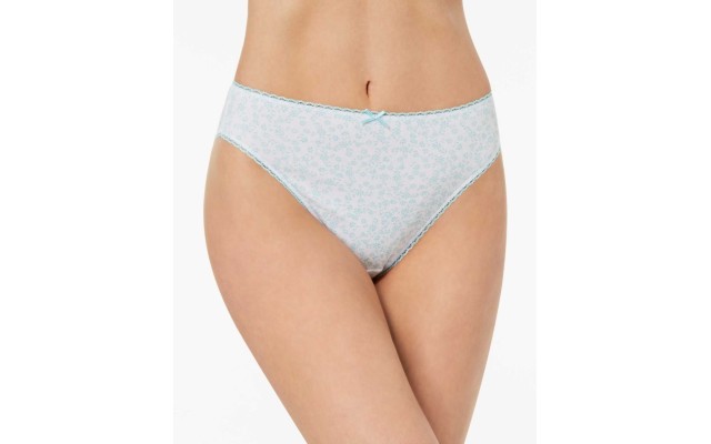  Women’s Pretty Cotton Hi Cut Bikini Panty, Light Blue, 2X-Large