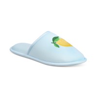 Charter Club Women’s Embroidered Lemon Slippers, Pale French Blue, X-Large