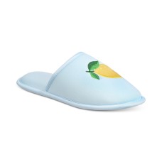 Charter Club Women’s Embroidered Lemon Slippers, Pale French Blue, X-Large
