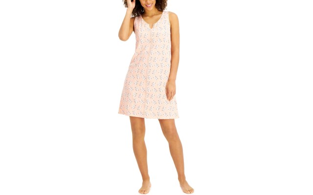  Womens Lace-Trim Cotton Nightgown, Orange Paisley, X-Small