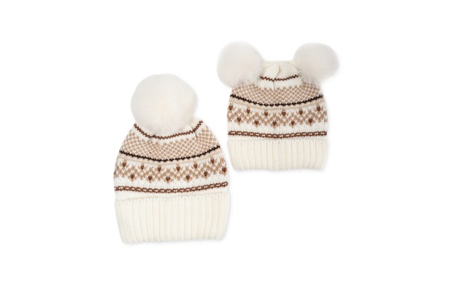  Women’s Mommy & Me Fair Isle Beanies Set, Ivory