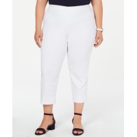 Charter Club Womens Plus Chelsea Tummy Slimming Natural Waist Capri Pants, White, 16W