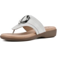 Cliffs by White Mountain Women’s Benedict Thong Comfort Sandal, White, 10M