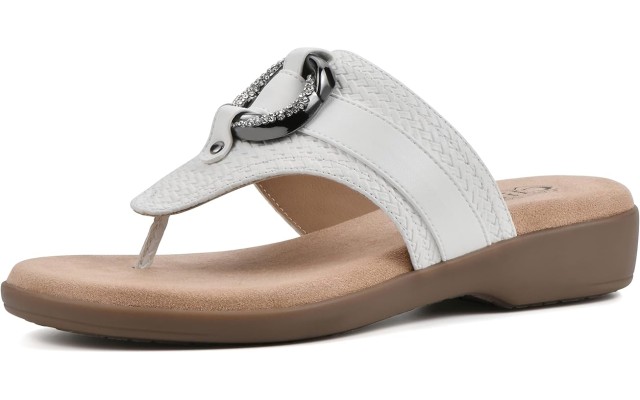  Women’s Benedict Thong Comfort Sandal, White, 10M