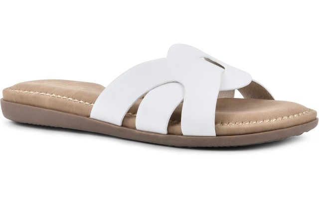  Women’s Fortunate Slide Sandal, White, 8.5