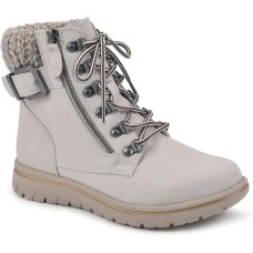 Cliffs by White Mountain Women’s Hearty Cushioned Lace-Up City Hiker Ankle Boot, Winter White, 8